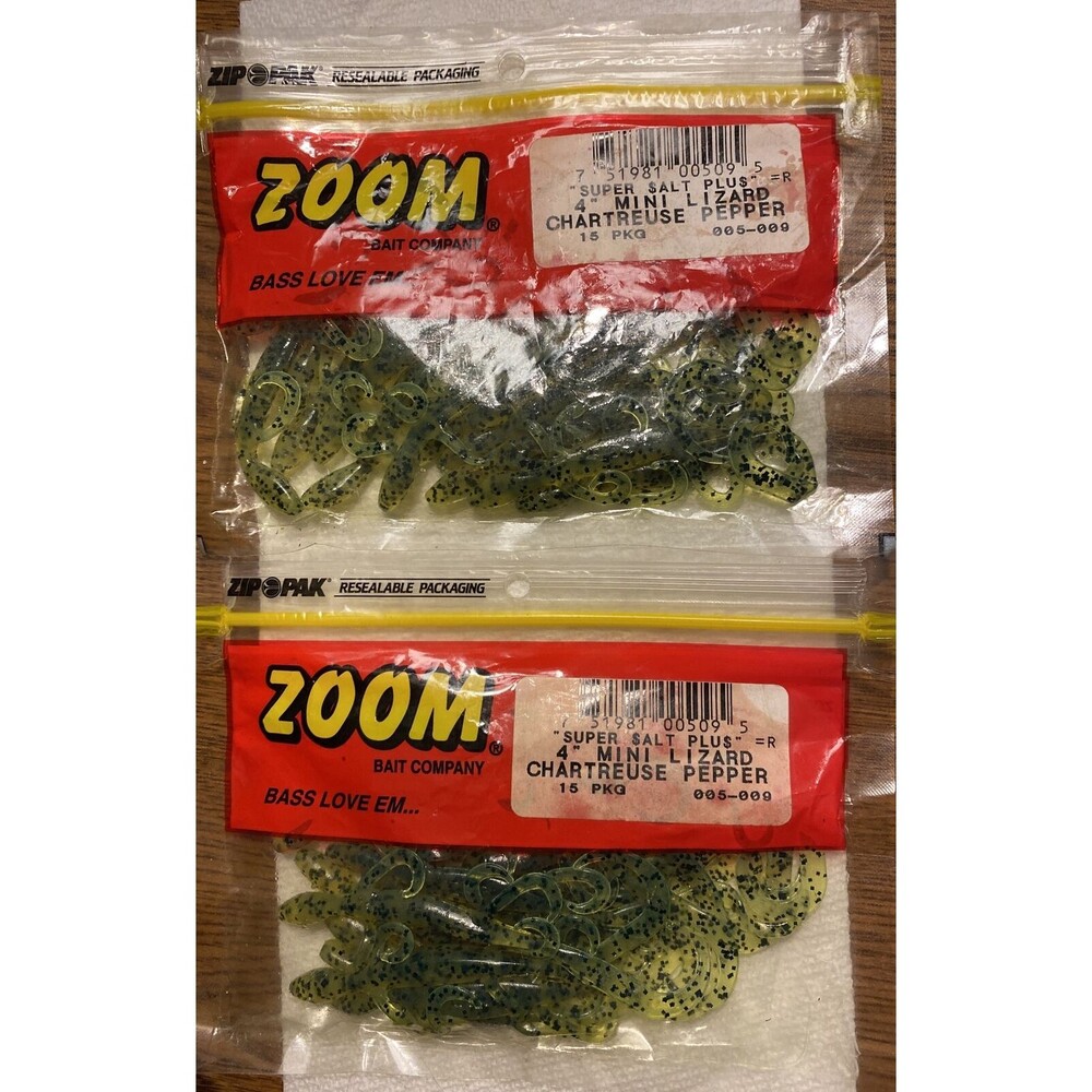 Zoom Super Salt Plus 4” Mini Lizard Chartreuse Pepper Fish Bait